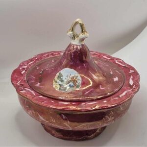 Elegant Fine China Pedestal Tureen Serving Bowl w Lid by Le Mieux 24k Gold